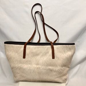 Leather Animal Hair Tote, OS.